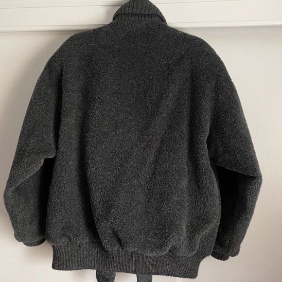 Peruvian Connection Bomber Jacket Size M Gray Alpaca Wool Vintage Button Coat - Picture 13 of 15